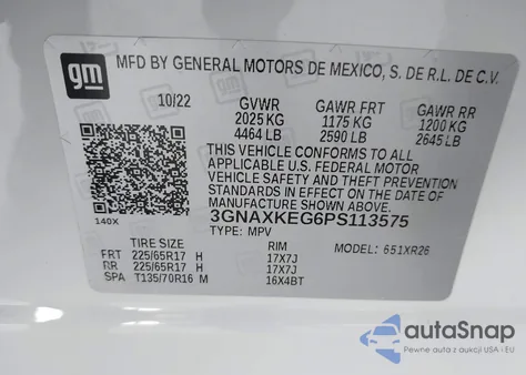 2023 Chevrolet Equinox Fwd Lt from USA, damaged, VIN 3GNAXKEG6PS113575